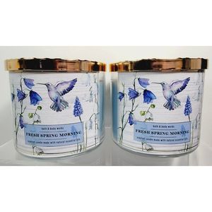2 FRESH SPRING MORNING Bath & Body Works 3 Wick Large Scented Candle 14.5oz NEW
